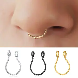 Threaded false nose ring Stainless steel adjustable nose ring