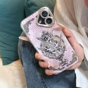 Middle Ages Retro Cupid Angel Phone Case For For Samsung S25 24 23 iPhone 17 16 iphone 15 pro max case 14, iphone 13 cases, 12, 11 For Both Men And Women Gift.