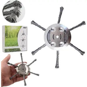 Hardware supplies 6 Inches Steel Wire Grass Trimmer Head, Universal Steel Wire Trimmer Head Replacement,0.5cm/0.2in Installation Size, Suitable for Small Rechargeable Lawn Mowers (6 Blades)