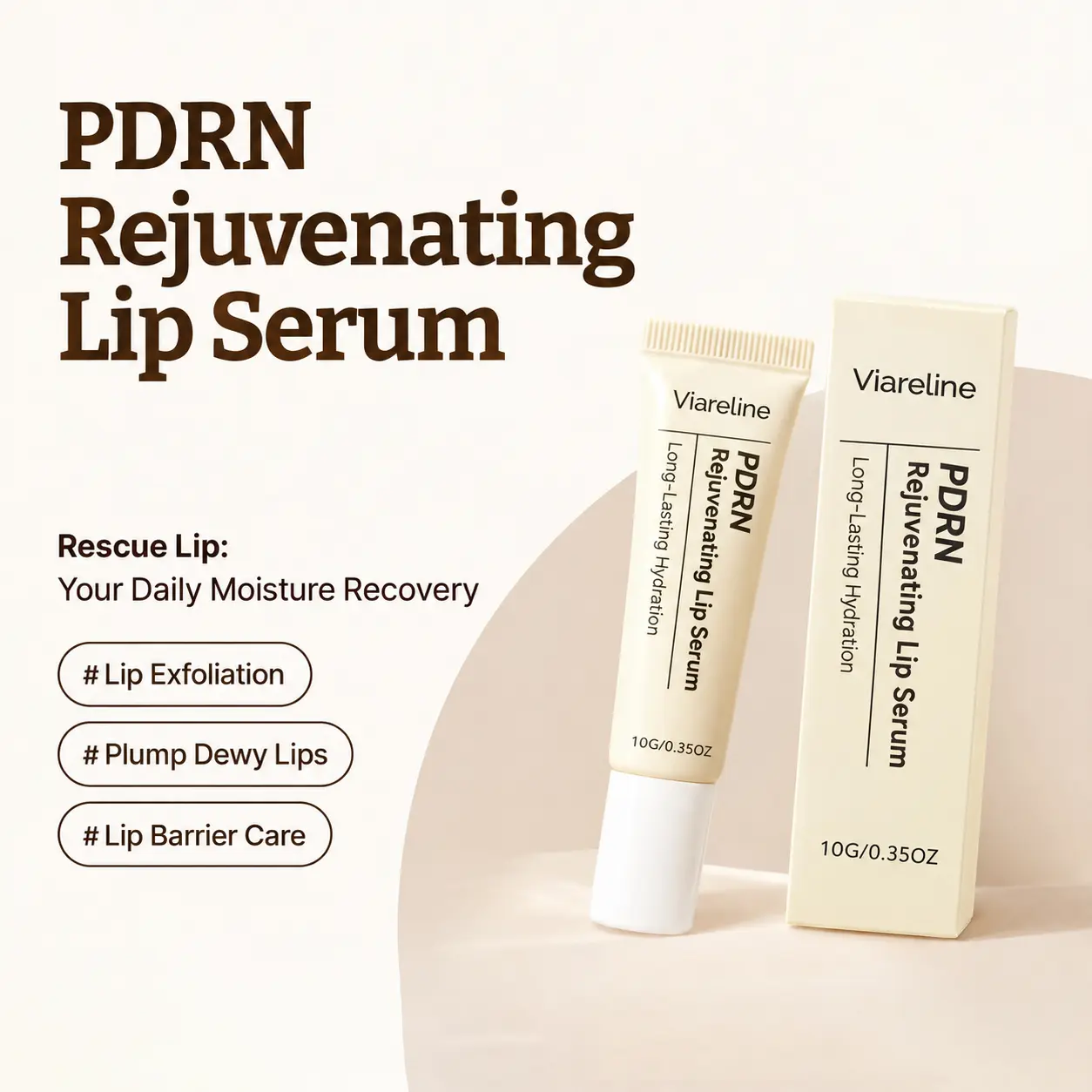 PDRN Lip Serum | Hydrating Lip Balm for Soft, Smooth & Dewy Lips | PDRN, Hibiscus & Lactic Acid | Gentle Exfoliating Lip Care