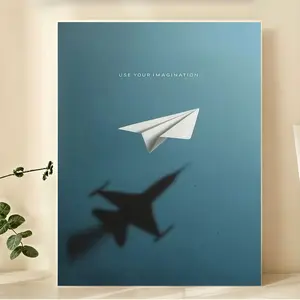1pc Canvas Art Print |     Paper Airplane and Jet Silhouettes, Inspirational Quote, Modern Minimalist Wall Decor for Living Room, Bedroom, Office, Space Room Decor