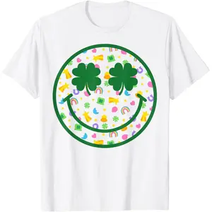 Smile Face Lucky Charm Saint Patrick's Day Shamrock T-Shirt