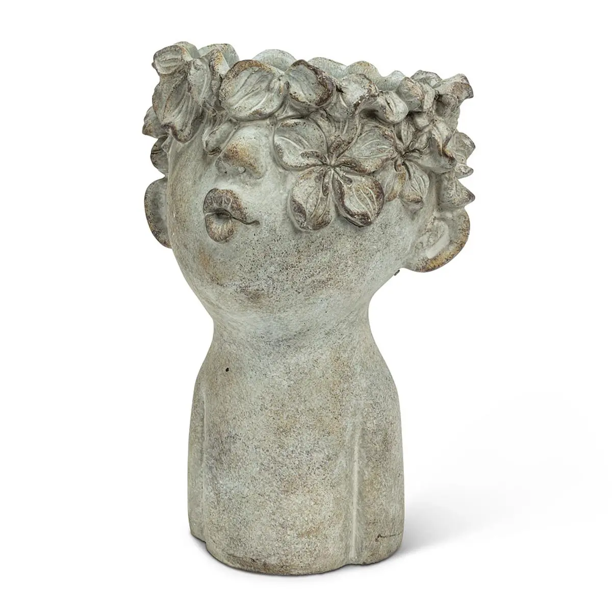 212 MAIN Abbott Collections 10 in. Grey Cement Kissing Face Garden Planter - Large, Outdoor-Indoor Use, Rich Texture, Whimsical Ornamental Cement Flower Pot, Cement Flower Pots, Indoor-Outdoor Flower Pots