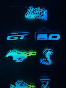 Habibis Carbon Flow Series Shelby Snake Mustang Pony GT 5.0 LED Car Emblem Light RGB Multicolor Bluetooth App Controlled Waterproof Logo Vinyl Decal stickers for Cars Trucks