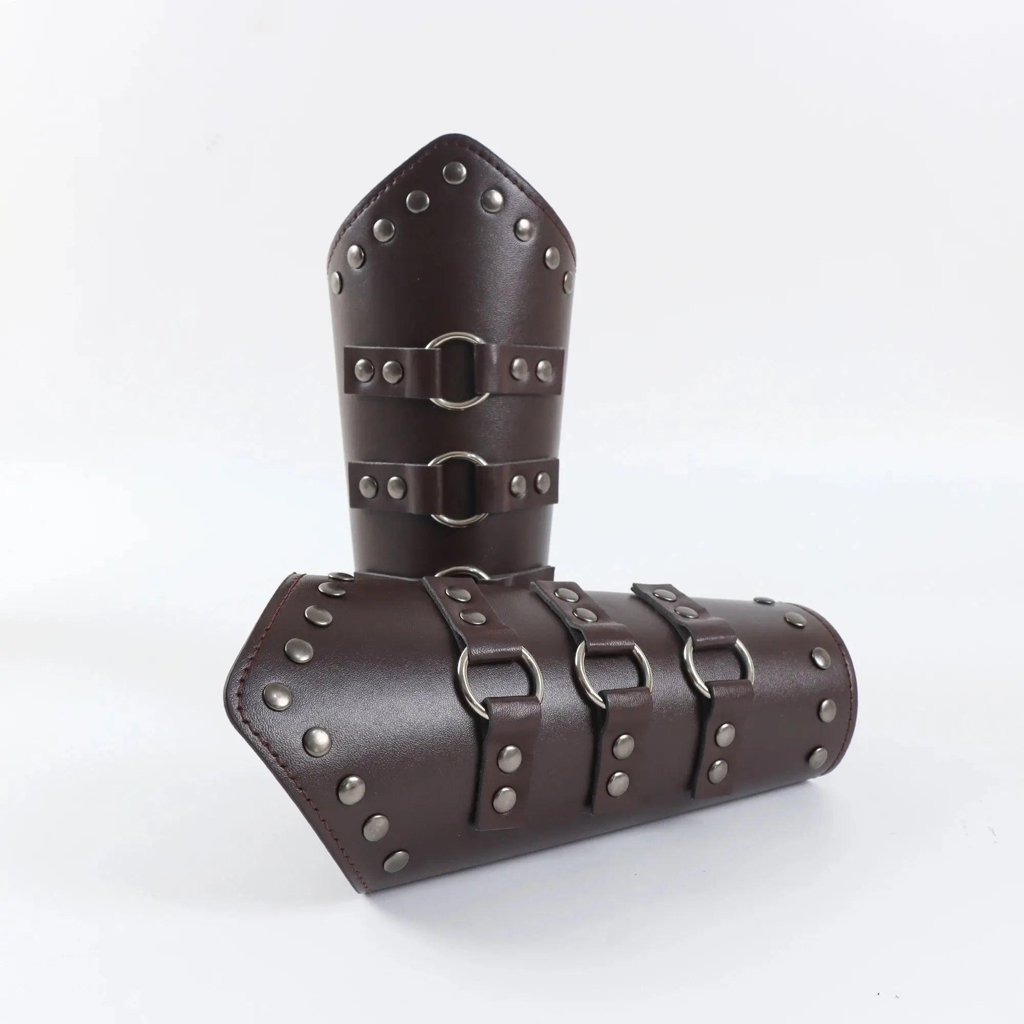 Leather Armor Arm Warmers — Lace-Up Gauntlet Set
