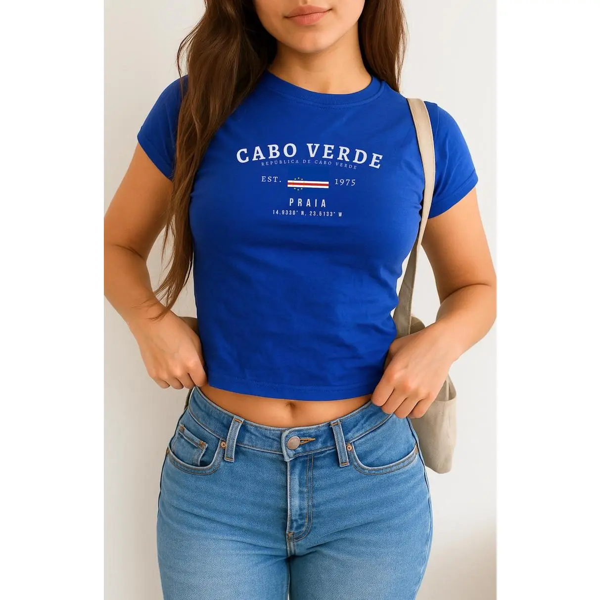 Cabo Verde Baby Tee Vintage Flag Inspired Y2K Crop Top Praia Aesthetic Graphic Shirt Island Pride Tee for Women