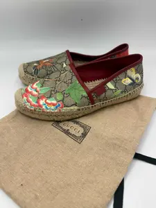 Gucci GG Nature Inspired Espadrilles Coated Canvas Size 6