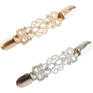 Vintage Collar Clips for Women Elegant Beaded Sweater Shawl Dress Clips Festive Gifts Fashion Accessory High-Quality Zinc Alloy Suitable for Various Occasions - Jewelry