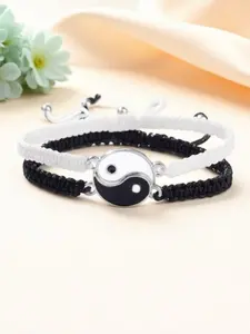 Adjustable Yin Yang Best Friend Bracelet Set, Perfect Valentine's Day Gift for Friends & Couples, Includes 2 Matching Strings, Trendy Fashionable Accessories