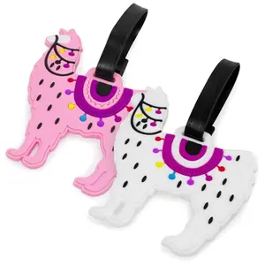212 MAIN Miami CarryOn PVC Lightweight Animal Shape Llama Luggage Tags - Set of 2 with Adjustable Strap, Bag Identification Function