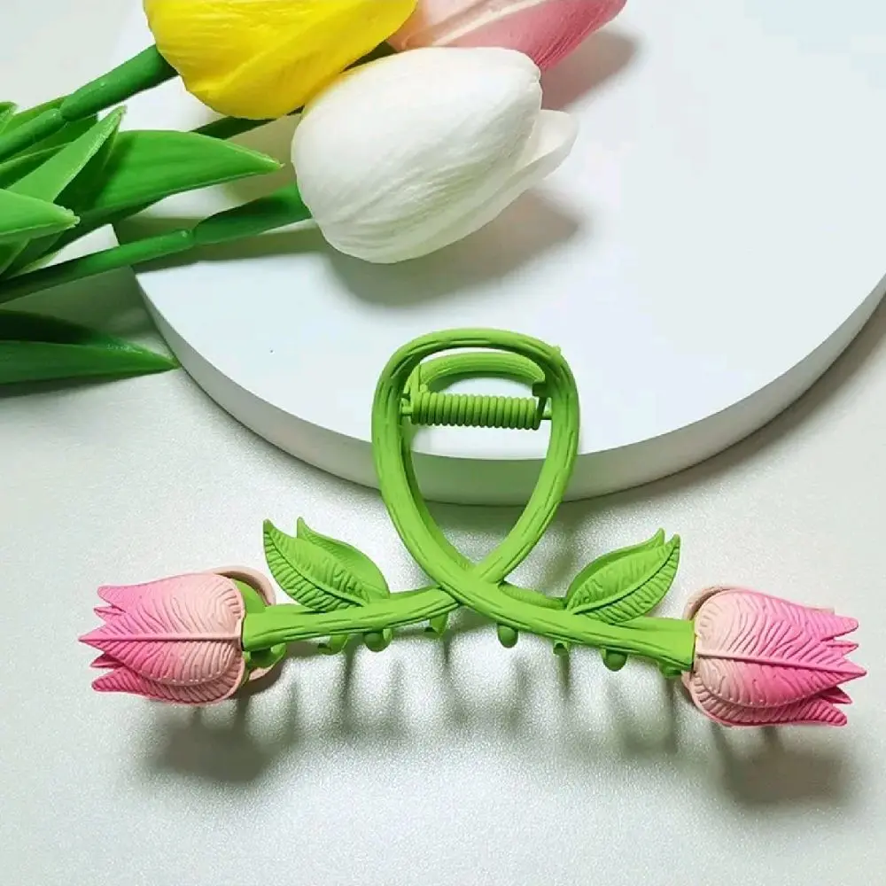 New Korean 3D Flower Tulip Hair Claw Clip Accessories for Girls and Women