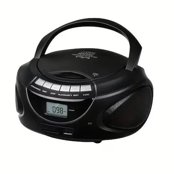 Portable CD boombox with dual stereo speakers, AM/FM radio, Bluetooth, AUX/USB/TF playback, headphone jack, AC/battery power, compact carry handle—ideal for home, kitchen, bedroom, travel, and nostalgic music lovers of all ages,gift for Father's Day