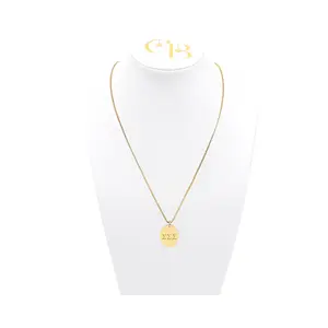 Sigma Sigma Sigma Classic Gold Box Chain Necklace with Large Gold Oval Charm | Waterproof, Hypoallergenic & Tarnish Resistant