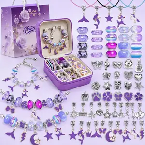 2026New Dream Purple Handmade Jewelry Supplies for Gifts Violet Charm Bracelet Accessories for Women Making Kit with Purple Jewelry Box & Gift Bag Violet Beading & Jewelry Making Kit Birthday New Year Valentines Jewelry Gifts Set for Girlfriend