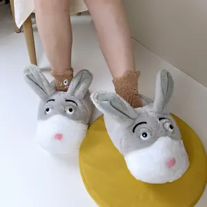 New Style Animal Woman Indoor Cotton Shoes - Rabbit Design Winter Warm Plush Home Shoes for Cozy Indoor Wear