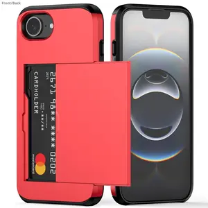 for iPhone 17e Case, iPhone 16e Case with Card Holder Dual Layer Heavy Duty Shockproof Protective Hidden Card Slot Slim Wallet Cover for iPhone 16e/17e 6.1'' Smartphone