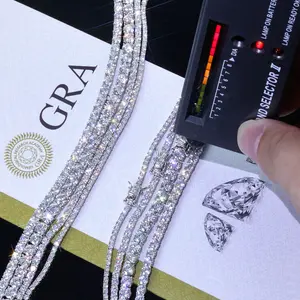 925 Silver VVS Moissanite Tennis Bracelet 2/3/4/5 MM Iced Out Diamond Tennis Chain Pass GRA Diamond Test In Stock