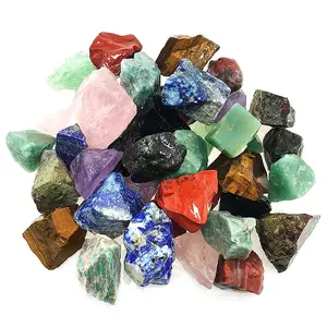 3 lbs Bulk Rough Madagascar Stones Mix Large 1" Natural Raw Stones Crystal for Tumbling Cabbing Fountain Rocks Decoration Polishing Wire Wrapping Wicca Reiki Crystal Healing