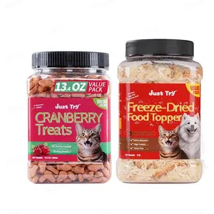13.4 OZ Cat Treats Urinary Tract Health Supplement Cranberry + 8 OZ Freeze Dried Cat & Dog Raw Antarctic Krill Food Toppers for Picky Eaters