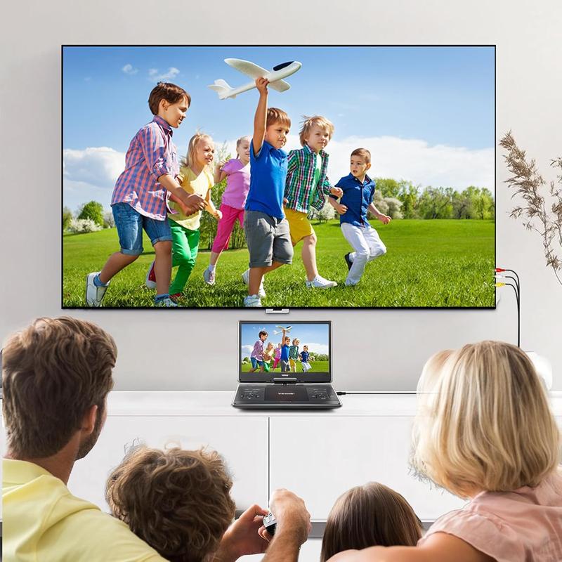 VEVOR Portable DVD Player, 14 inch HD Swivel Display Screen, 4.5-5 Hours Built-in Rechargeable Battery, Dual Speakers, Support Sync TV/USB/SD Card/CD/DVD, Car Charger, AC Power Adapter, Remote Control