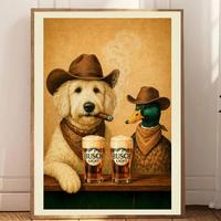 Cream Golden Doodle with Busch Light