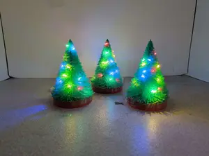 Christmas Mini Tree Lights, Christmas Village, Holiday Shelf Decor, 5 inch