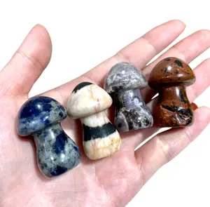 10 Counts Different Material 1.5 Inch Mushroom Crystal Clear Quartz Rose Quartz Lavakite Red Obsidian Fire Quartz Amethyst Green Aventurine Healing Stone Home Decoration From IG Crystal