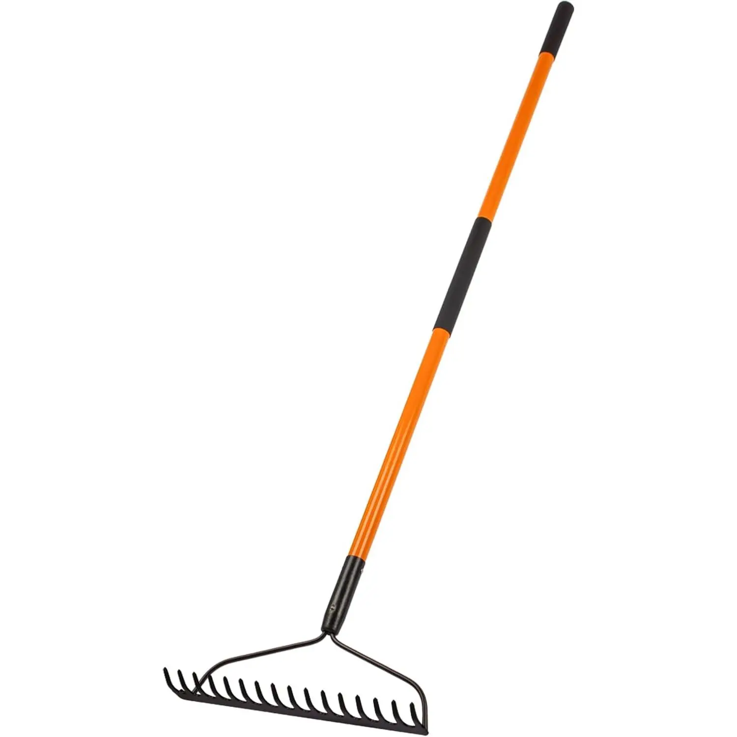 Garden Rake, 14-Tooth Heavy Duty Steel Construction with 58in Fiberglass Handle