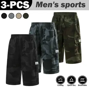 3-Pack Men's Camo Cargo Shorts: Cooling, Quick-Dry, Breathable, with functional pockets for versatile outdoor style. camouflage short, Polyester Fabric, Camo Print