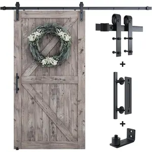 8.2 FT Barn Door Hardware Kit - Sliding Barn Door Track, Smooth and Quiet, Easy to Install, Includes Step-by-Step Installation Instructions, Fits 48" Wide Door Panel (J Shape Hanger)