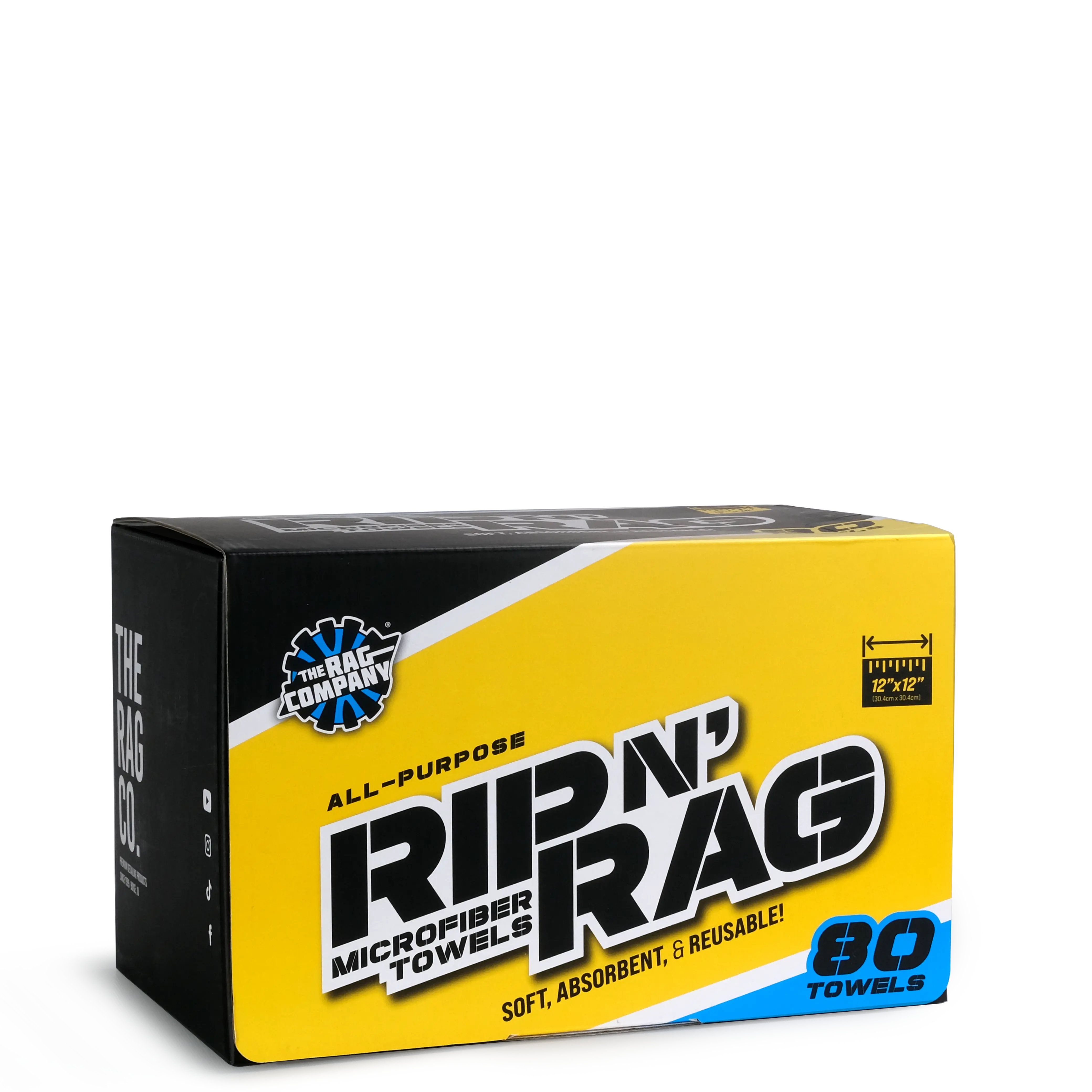 The Rag Company Rip N' Rag Multi-Purpose Microfiber Towels: 80 Count, 12" x 12"