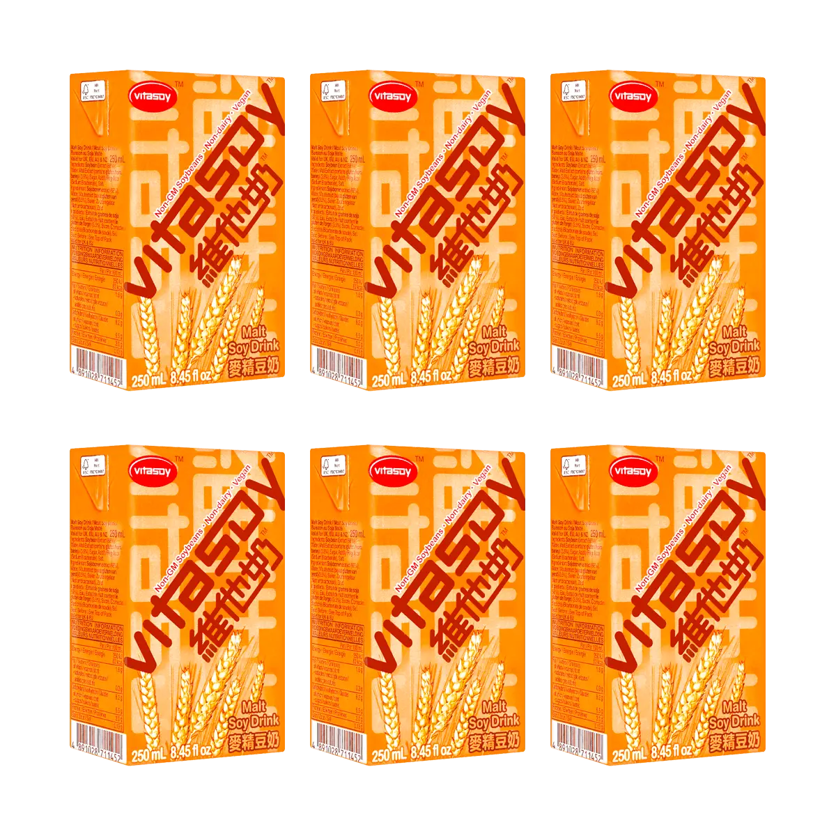 VITASOY Hong Kong Malted Soy Milk Drink 250ml 6-Pack - Original Flavor, Delicious & Nutritious