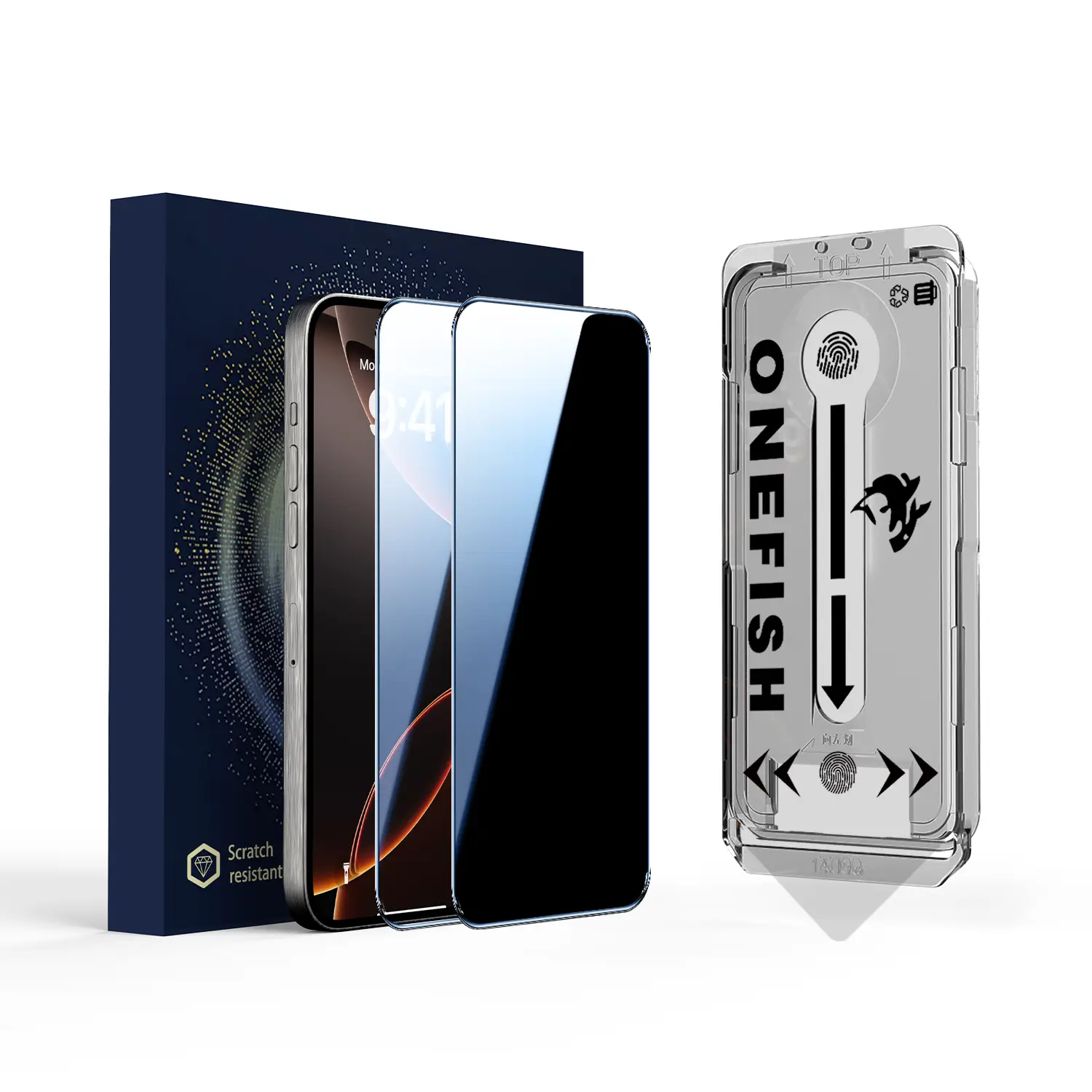 One Fish Screen Protector 2 Pack, Airbagged And Drop-Proof, For Samsung, iPhone17/16/15/14/13/12/11, Electroplating Oleophobic Layer, Protection of Pr