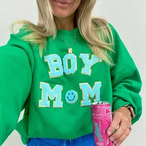 Boy Mom Letter Patch Sweatshirt
