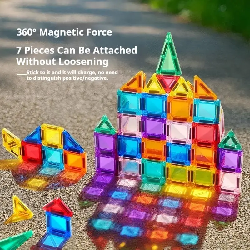 26/56/78pcs Magnetic Building Blocks Toy Set, Educational DIY Construction Kit for Kids Ages 3+, Random Colors, Portable Design, Magnetic Building Tiles, Building Block Sets