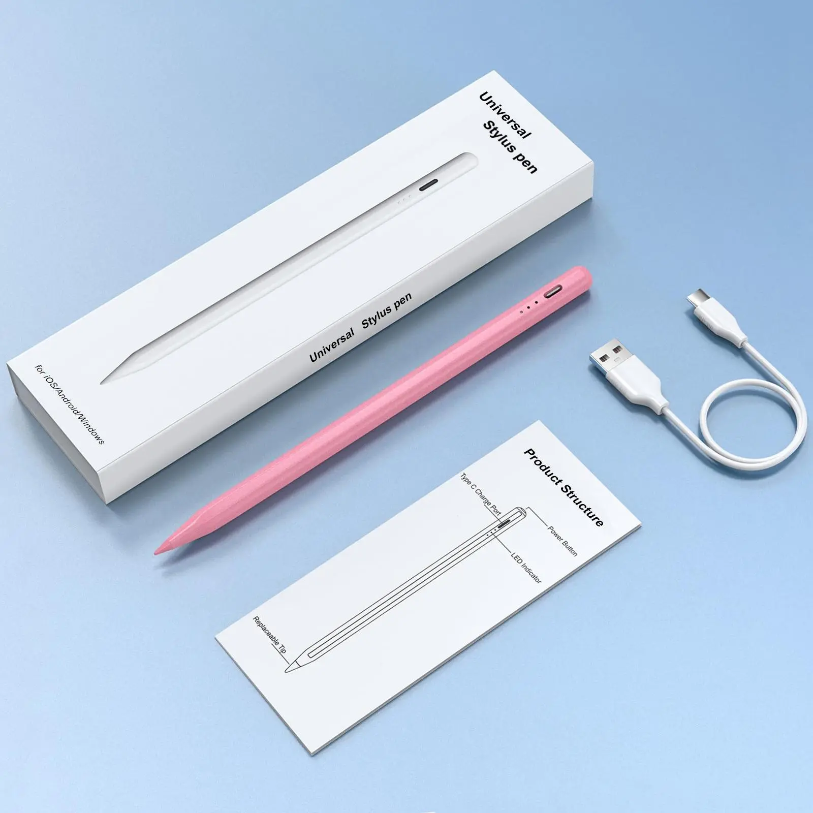 Universal Stylus Pen for Tablets, Android Devices & Computers - Accessories with Palm Rejection, 10H (10 Hours) Battery, Fast Charging, Built-in Magnets, Button Control, Writing Function, 2 Extra Tips, Multi-Tip Option, All Day of Classes Compatibility, I