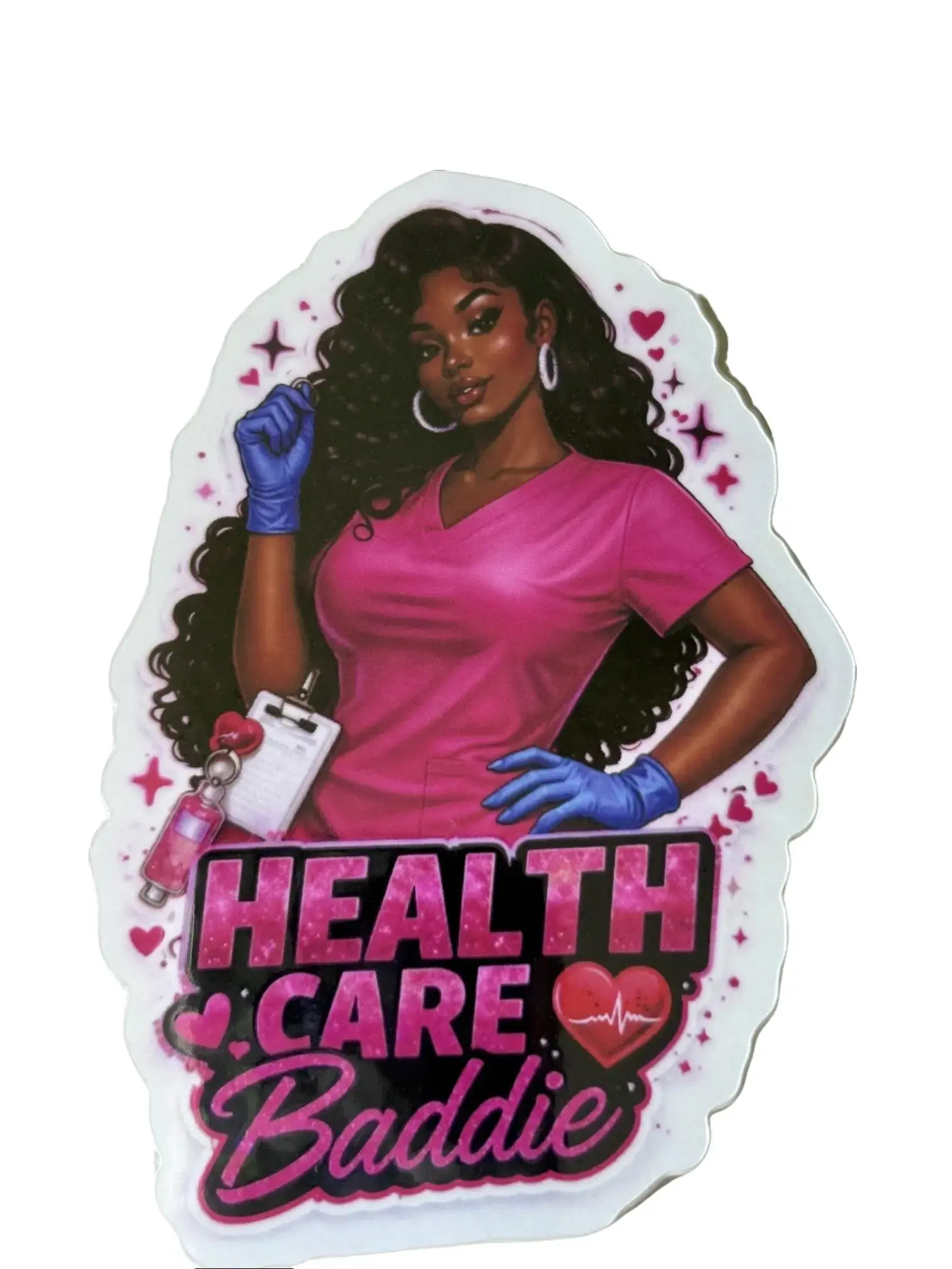 Vibrant Healthcare Baddie Stickers - Nurse, CNA, DSP, HHA Waterproof Vinyl Decals with Scratch-Resistant Finish