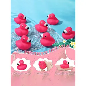 Flamingo Rubber Ducks Mini Rubber Ducks Pink Flamingos Bath Toy Floating Squeak Toy Shower Party Gifts Cake Decorations
