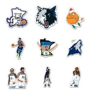 Minnesota Timberwolves Pack 9 PCS Sticker Vinyl, Sport Car Wall Kid Phone Book Stickers, Funny Sticker Decal Decor