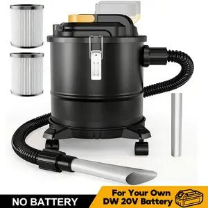 Portable Cordless Ash & Dust Vacuum Cleaner for Dewalt 20V Max Battery, 4 Gallon Powerful Suction with HEPA Filters, 4 Wheels for Fireplaces, BBQ Grills, Home & Car Cleaning, Tool Only
