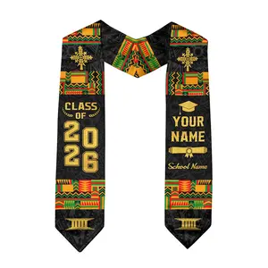 Personalized African Graduation Sash, Black Stole Class of 2026, Graduation Stole Customize, African American Sash
