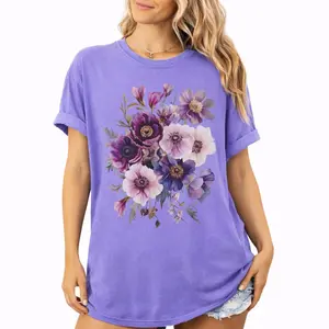 Comfort Colors Purple Wildflower Shirt, Botanical Floral Graphic Tee, Cottagecore Flower Shirt, Gift for Flower Lovers