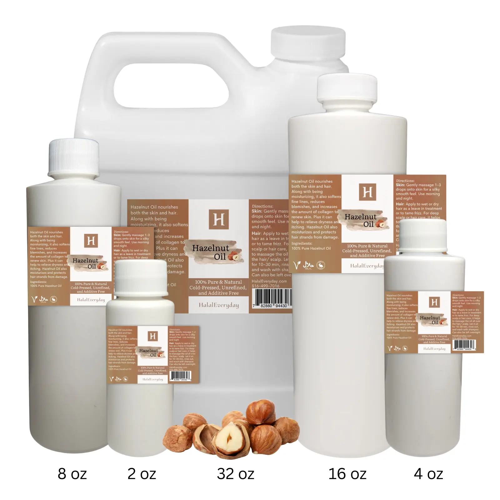 Hazelnut Oil (Corylus Avellana)| Cold-pressed Carrier Oil | All Natural No Additives |