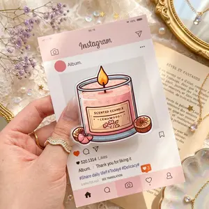 Cozy Candle Phone Grip, Cute Pink Candle Grip Stand, Aesthetic Kawaii Phone Holder, Soft Girl Desk Accessories, Cozy Room Decor Gift