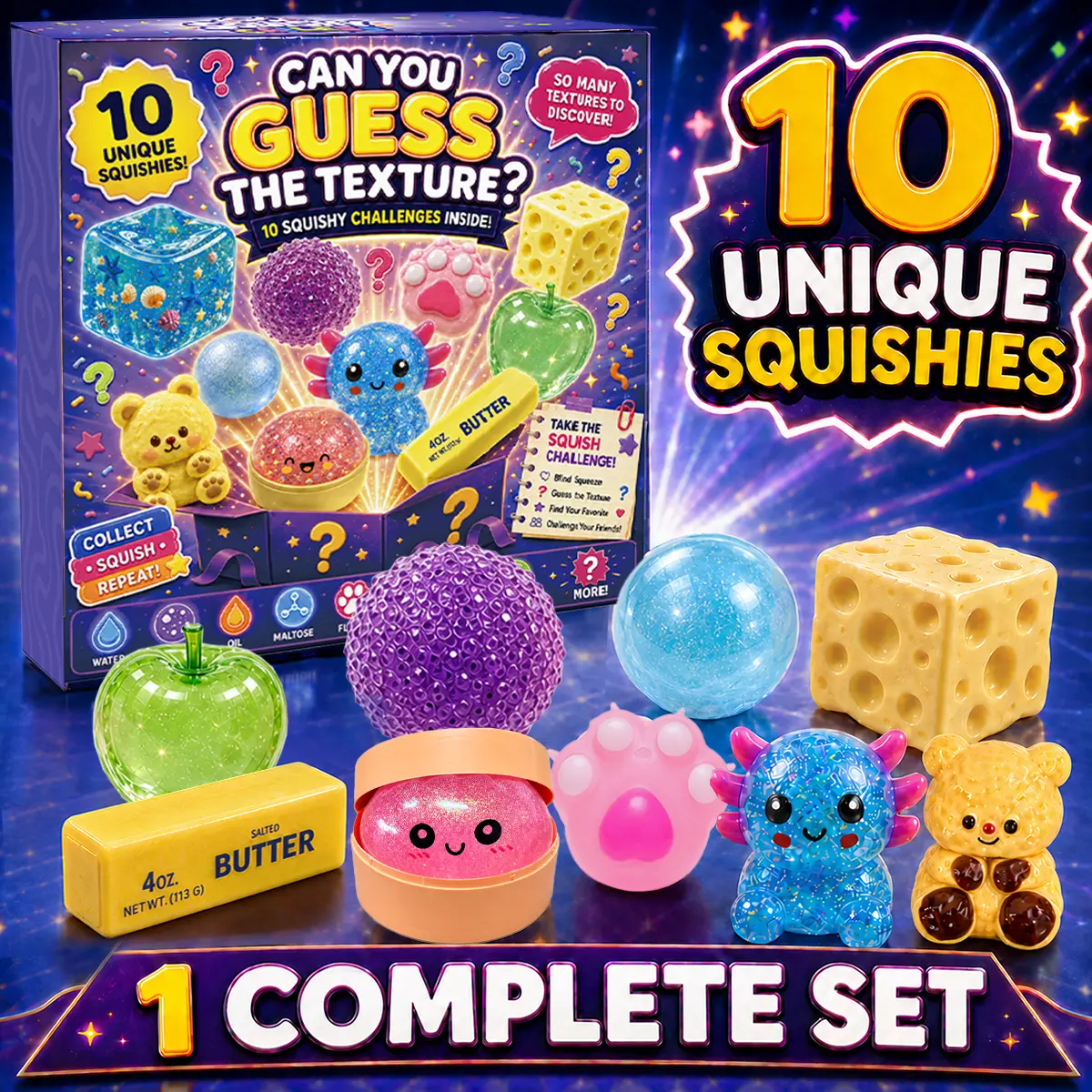 10 Piece Mixed Texture Squishy Set
