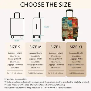 Vintage Stamp Pattern Luggage Cover 2D Flat Print Stretchable Machine Washable Scratch-Resistant Travel Suitcase Protector