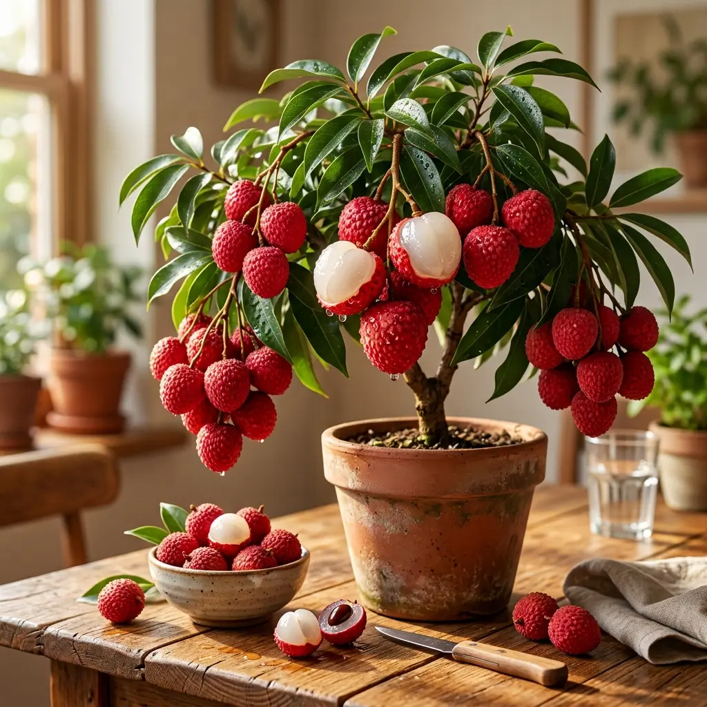 Dwarf Lychee Tree Sapling Tropical Fruit Tree Compact Lychee Plant Exotic Fruit Tree Easy Growing Backyard Garden Plant