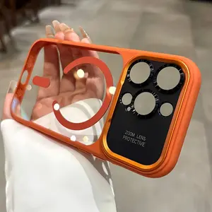 Clear MagSafe Case for iPhone 17/16/15/14/13/12 Pro Max Plus, Anti-Yellowing Magnetic Cover with Built-in Camera Lens Protector, Shockproof Slim Protective Phone Case