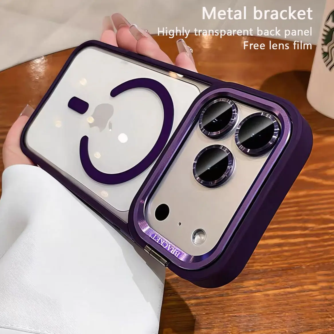 iPhone 17 Pro Max Smartphone Protective Case with Foldable Metal
