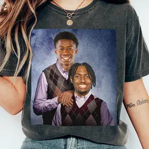 Tyrese Maxey & V.J. Edgecombe Basketball T-Shirt, Philadelphia Step Bros Vintage Tee, Funny Retro Basketball Shirt, Unisex Game Day Top, Sports Fan Gift